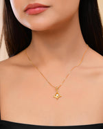 Thumbnail for VOJ Gold-Polished Designer Ad Studded Pendant With Chain - Distacart