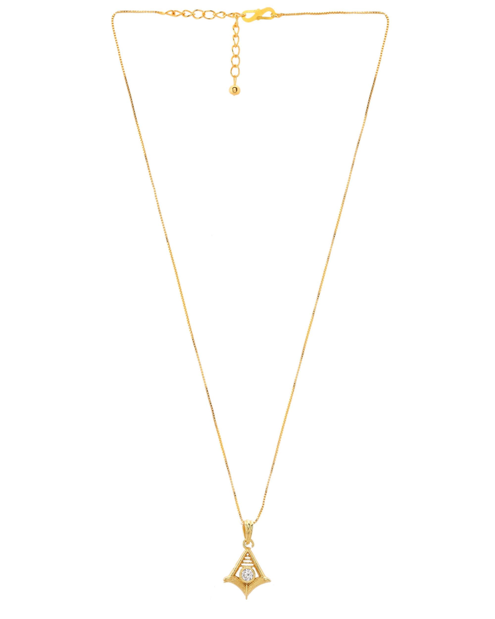 VOJ Gold-Polished Designer Ad Studded Pendant With Chain - Distacart