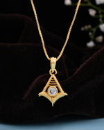 Thumbnail for VOJ Gold-Polished Designer Ad Studded Pendant With Chain - Distacart