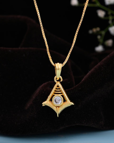 VOJ Gold-Polished Designer Ad Studded Pendant With Chain - Distacart