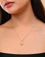 Thumbnail for VOJ Gold-Polished Flower Shaped Ad Studded Pendant With Chain - Distacart