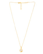 Thumbnail for VOJ Gold-Polished Flower Shaped Ad Studded Pendant With Chain - Distacart