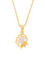 Thumbnail for VOJ Gold-Polished Flower Shaped Ad Studded Pendant With Chain - Distacart