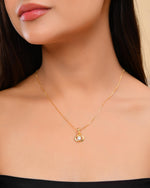 Thumbnail for VOJ Gold-Polished Swan Shaped Ad Studded Pendant With Chain - Distacart