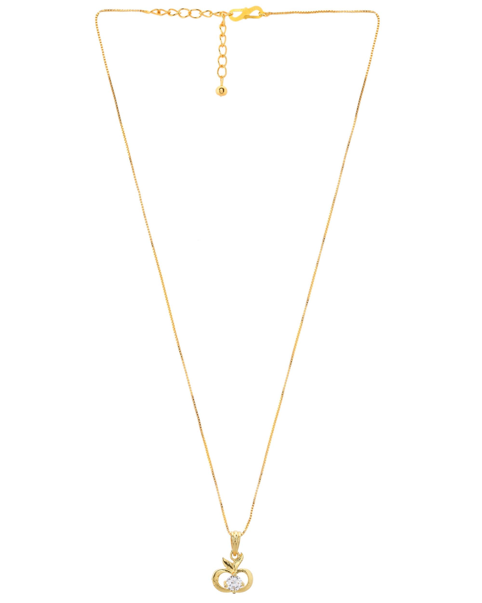 VOJ Gold-Polished Swan Shaped Ad Studded Pendant With Chain - Distacart