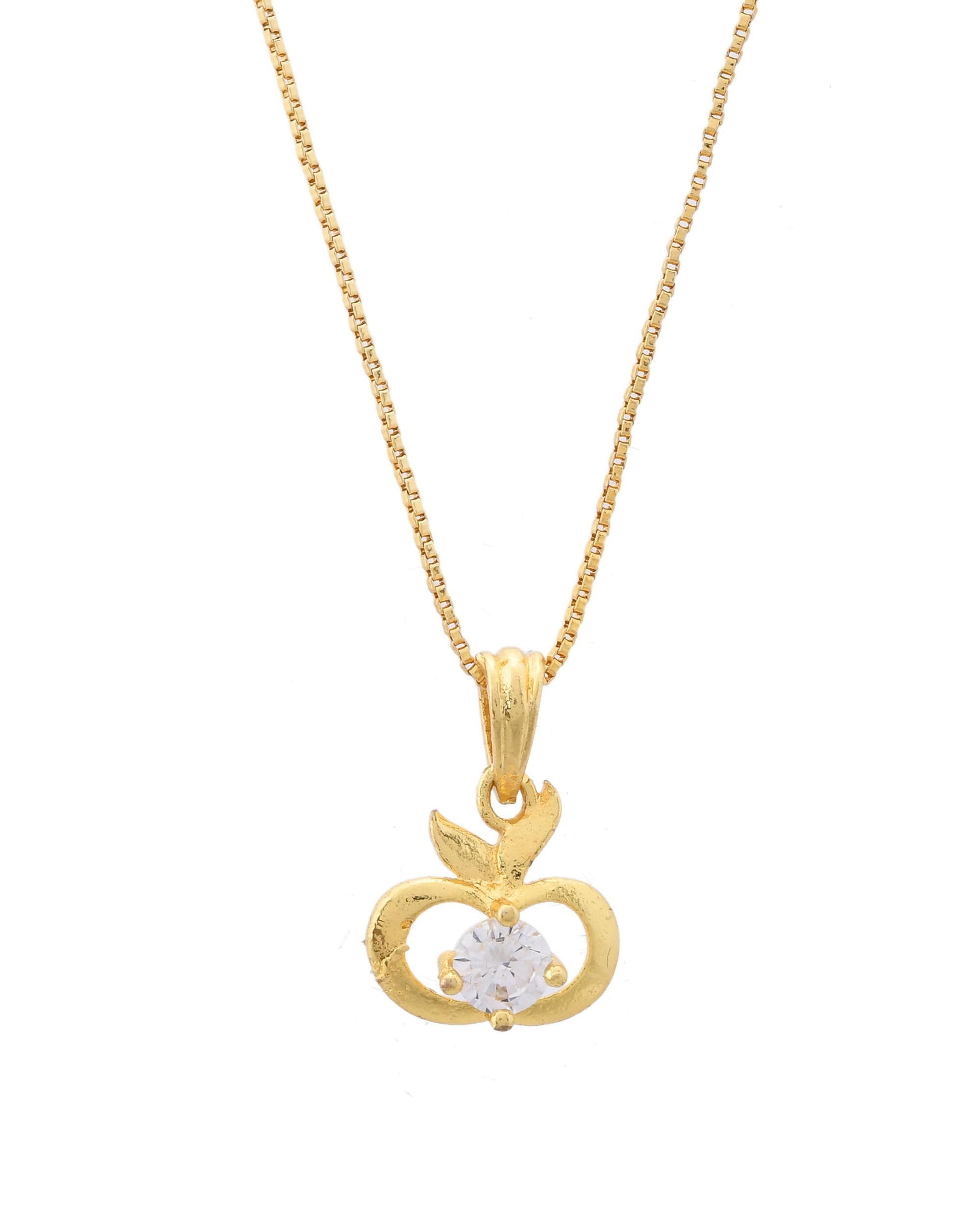 VOJ Gold-Polished Swan Shaped Ad Studded Pendant With Chain - Distacart