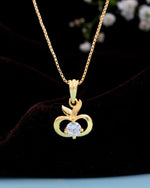 Thumbnail for VOJ Gold-Polished Swan Shaped Ad Studded Pendant With Chain - Distacart