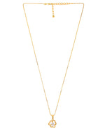 Thumbnail for VOJ Gold-Polished Flower Shaped Ad Studded Pendant With Chain - Distacart