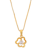 Thumbnail for VOJ Gold-Polished Flower Shaped Ad Studded Pendant With Chain - Distacart