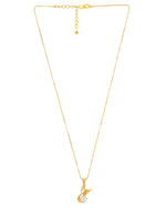 Thumbnail for VOJ Gold-Polished Flower Shaped Ad Studded Pendant With Chain - Distacart