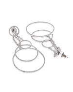 Thumbnail for VOJ Silver Plated Ad Stone Studded Crescent Shaped Long Drop Earrings - Distacart