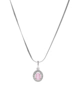 Thumbnail for VOJ Silver Plated Pink Ad-Studded Pendant With Chain And Earrings Set - Distacart