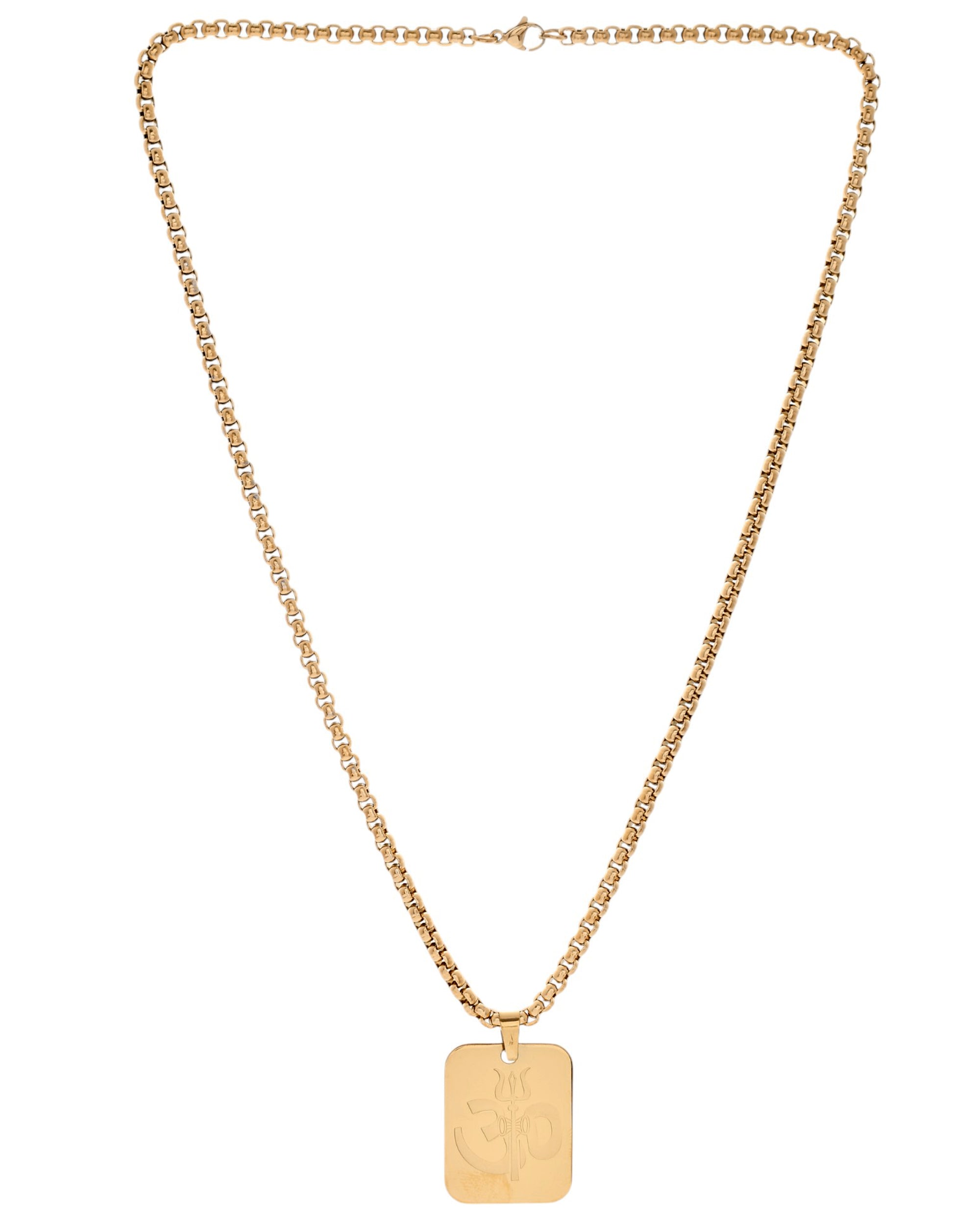 VOJ Gold Toned Men Chain With OM Pandent - Distacart