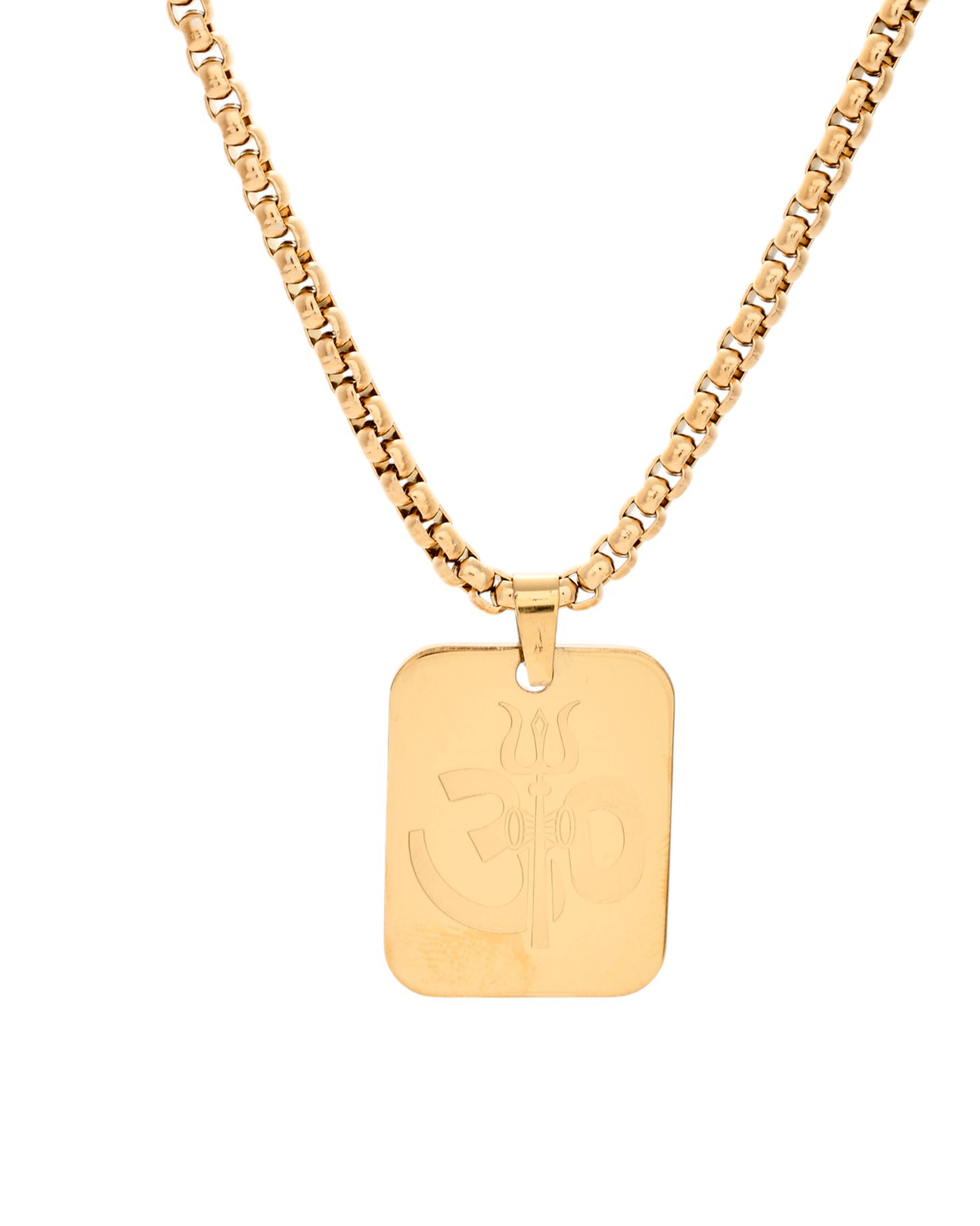 VOJ Gold Toned Men Chain With OM Pandent - Distacart