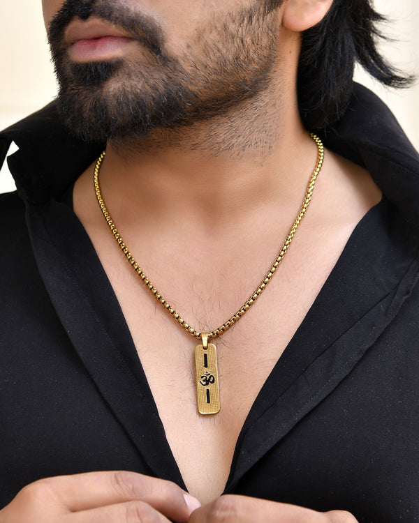 VOJ Men's Gold-Polished Chain With Pandent - Distacart