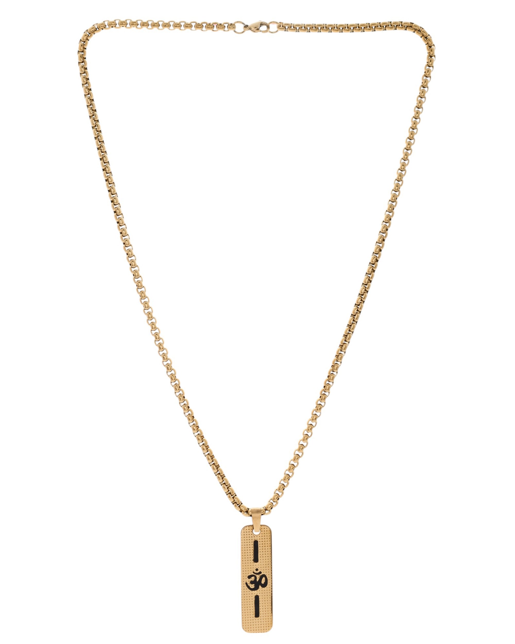 VOJ Men's Gold-Polished Chain With Pandent - Distacart