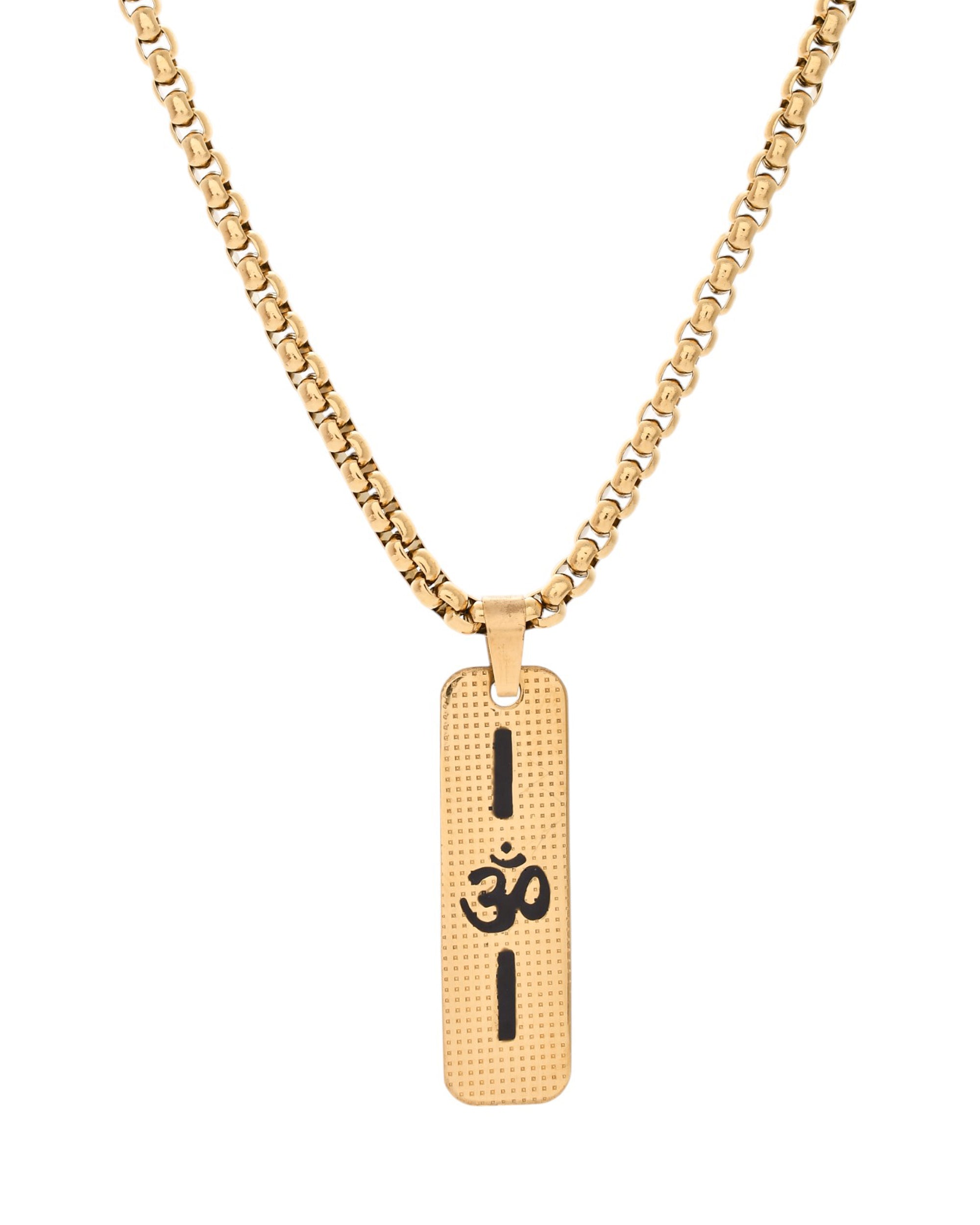 VOJ Men's Gold-Polished Chain With Pandent - Distacart
