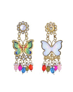Thumbnail for VOJ Gold Toned Multi colour Butterfly Shaped Long Earrings - Distacart