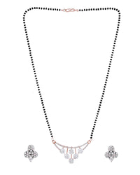 Thumbnail for VOJ Rose Gold Toned AD Stone Studded Floral MangalSutra Set