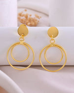 Thumbnail for VOJ Gold-Polished Anti Tarnish Circle Stud Earrings - Distacart