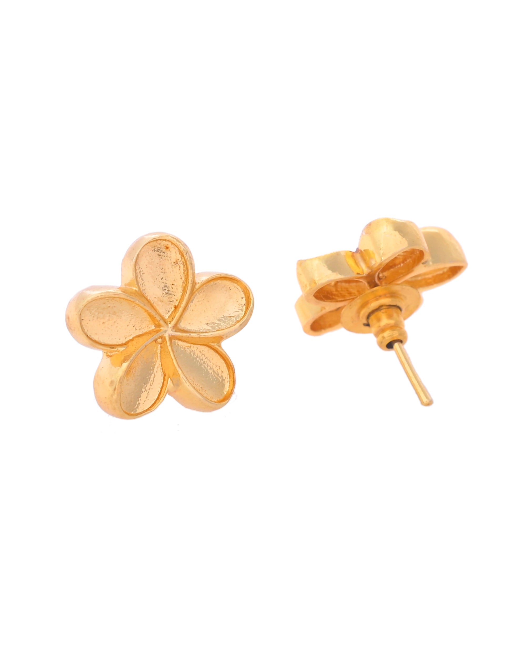 VOJ Gold-Polished Flower Shape Anti Tarnish Studs Earrings - Distacart