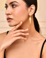 Thumbnail for VOJ Gold-Toned Anti Tarnish Leafs Drop Earrings - Distacart