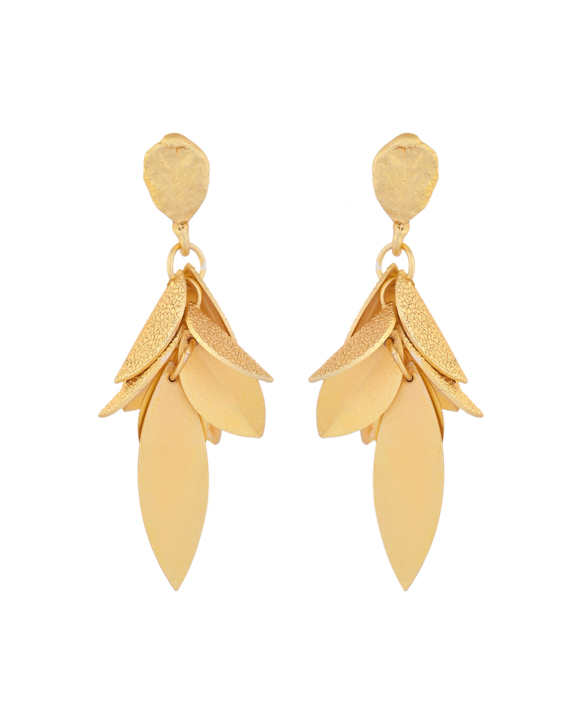VOJ Gold-Toned Anti Tarnish Leafs Drop Earrings - Distacart