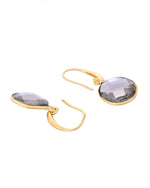 Thumbnail for VOJ Gold-Polished Classic Stone Studded Drop Earrings - Distacart