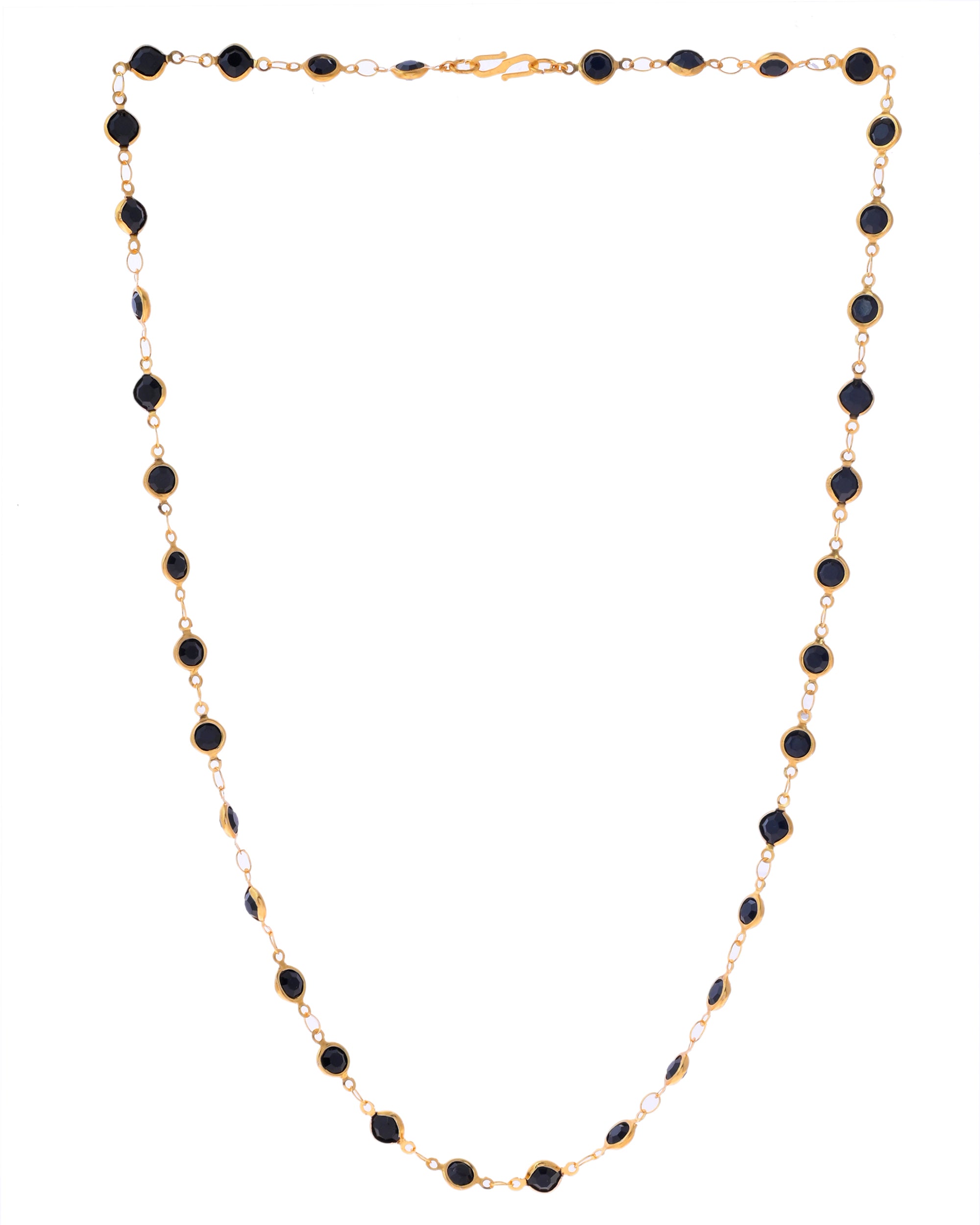 VOJ Gold-Polished Black Stone Studded Women Chain - Distacart