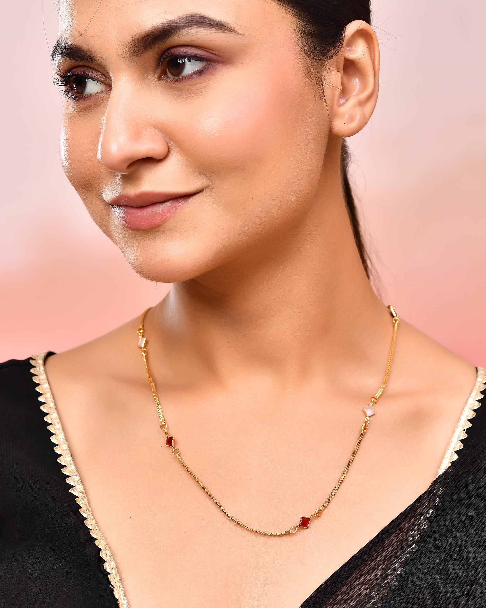 VOJ Gold-Polished Square Shapped Stainless Steel Chain For Women - Distacart