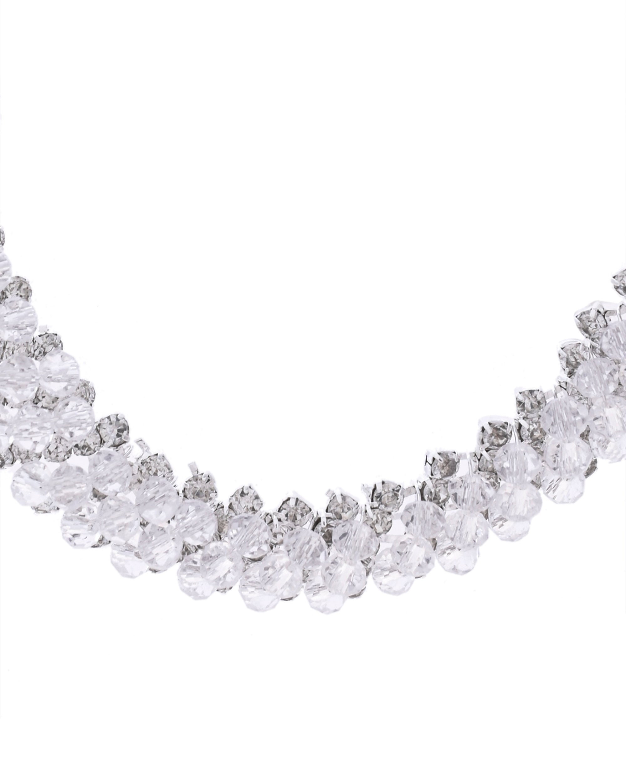 VOJ Silver Plated Stone Studded Necklace Set - Distacart