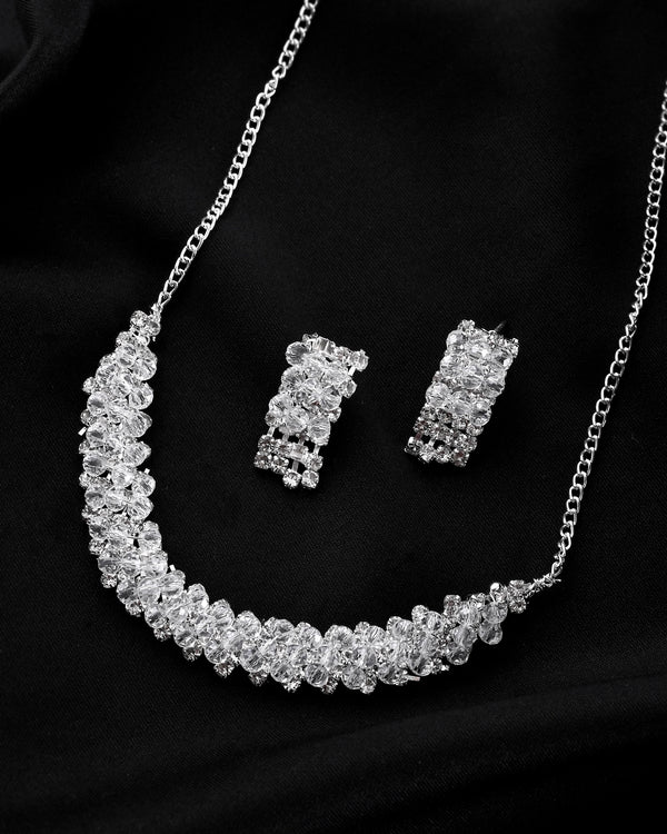 VOJ Silver Plated Stone Studded Necklace Set - Distacart