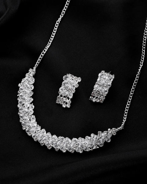 VOJ Silver Plated Stone Studded Necklace Set - Distacart