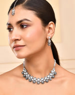 Thumbnail for VOJ Oxidized Floral Designed Stone Studded Necklace Set - Distacart