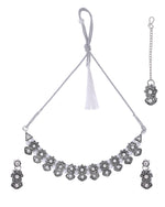 Thumbnail for VOJ Oxidized Designer Stone Studded Jewellery Set - Distacart