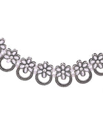 Thumbnail for VOJ Oxidized Floral Stone Studded Necklace With Earrings Set - Distacart