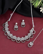 Thumbnail for VOJ Oxidized Floral Stone Studded Necklace With Earrings Set - Distacart
