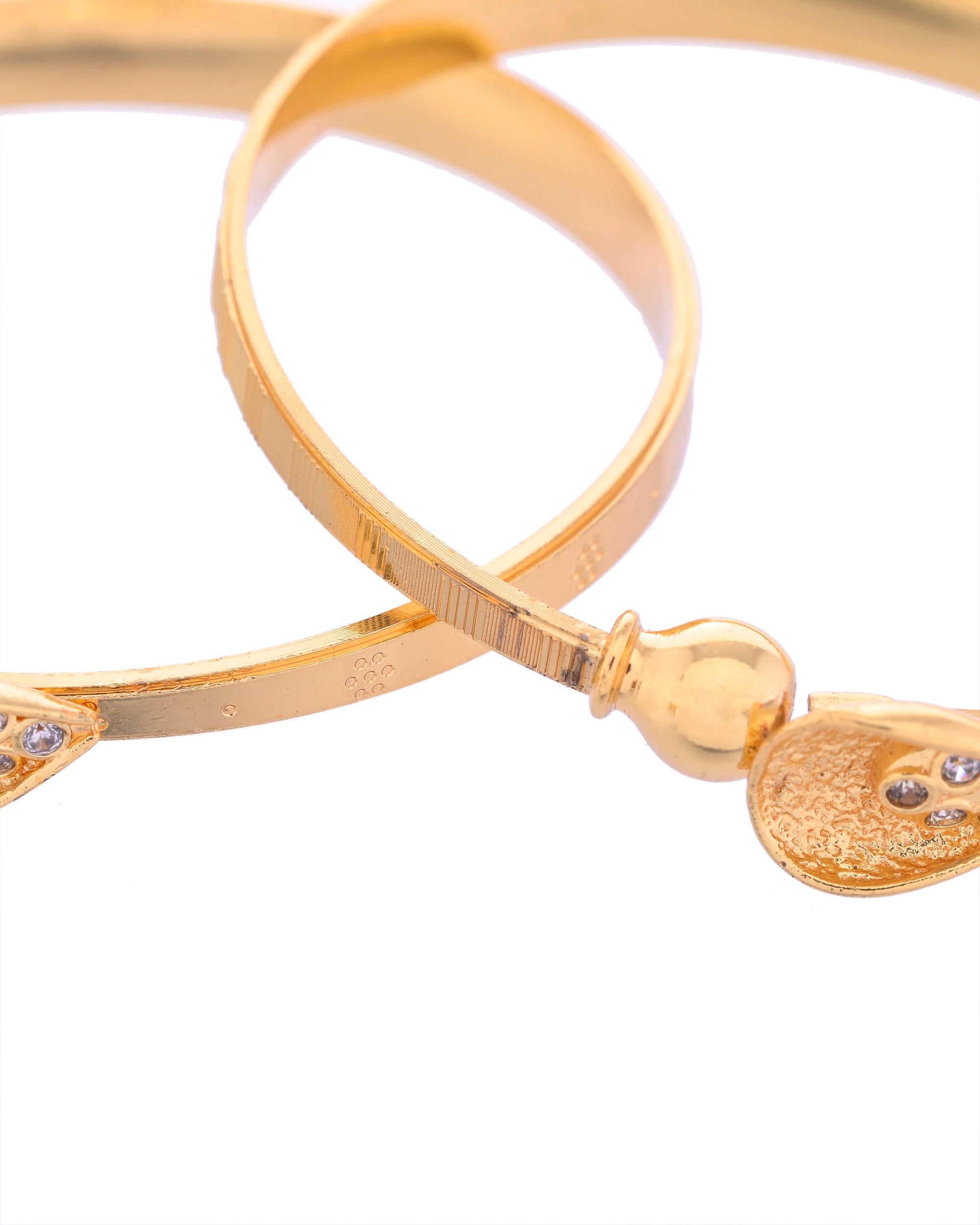 VOJ Set of 2 Gold-Polished Tear Drop Shaped Bangles - Distacart