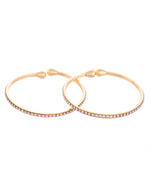 Thumbnail for VOJ Set of 2 Gold-Polished AD Stones Studded Minimal Bangles - Distacart