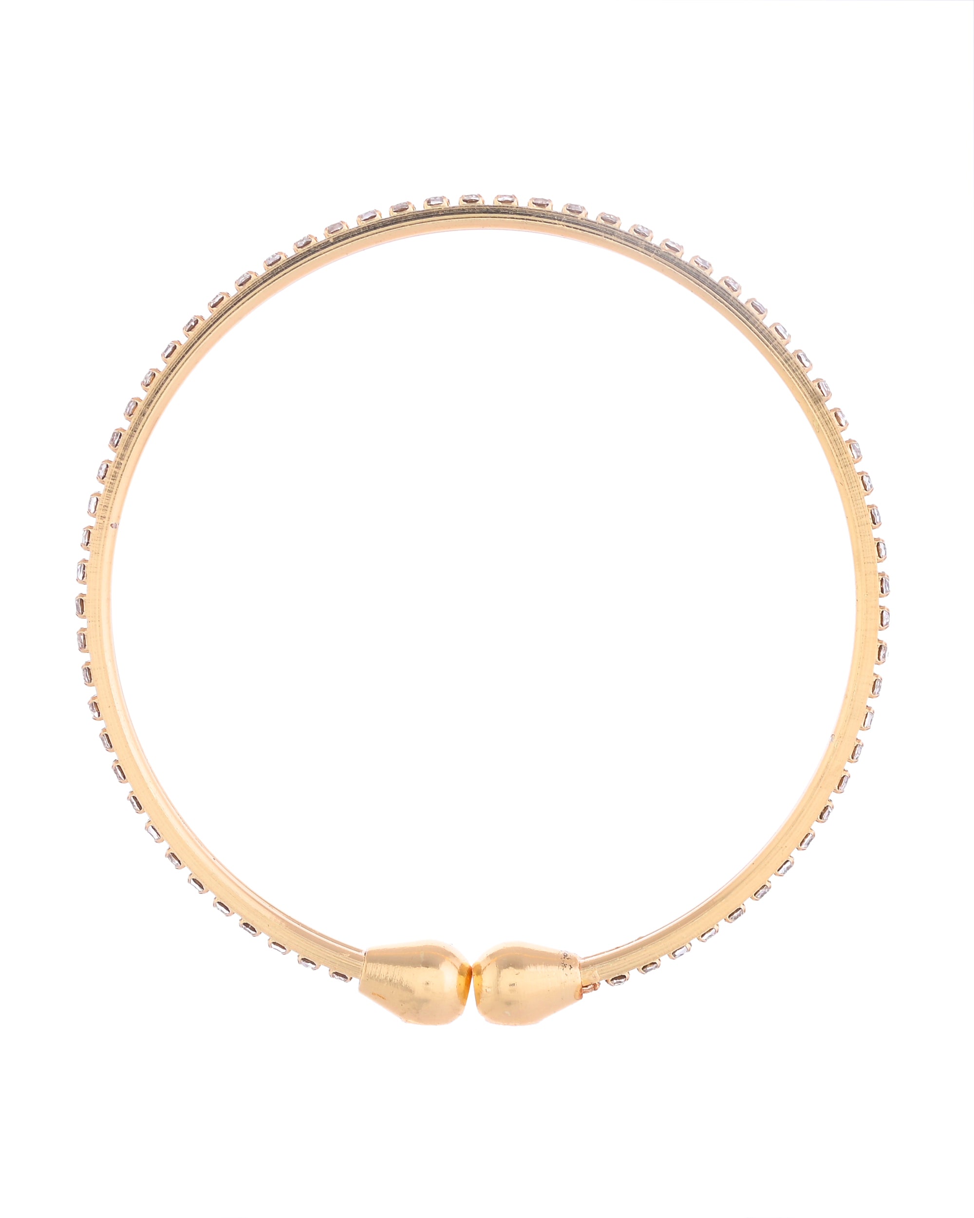 VOJ Set of 2 Gold-Polished AD Stones Studded Minimal Bangles - Distacart