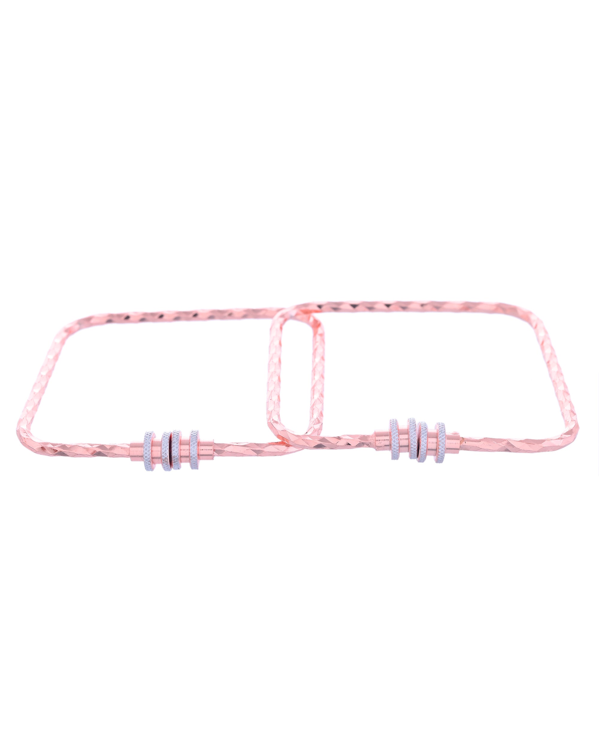 VOJ Set of 2 Rose Gold-Polished Square Shaped Bangles - Distacart