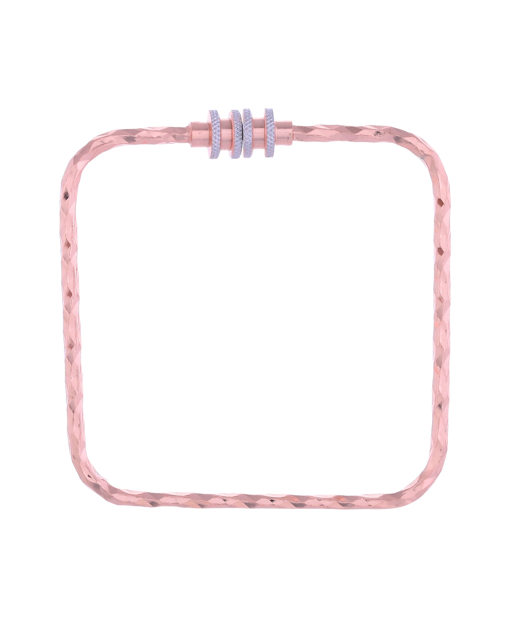 VOJ Set of 2 Rose Gold-Polished Square Shaped Bangles - Distacart