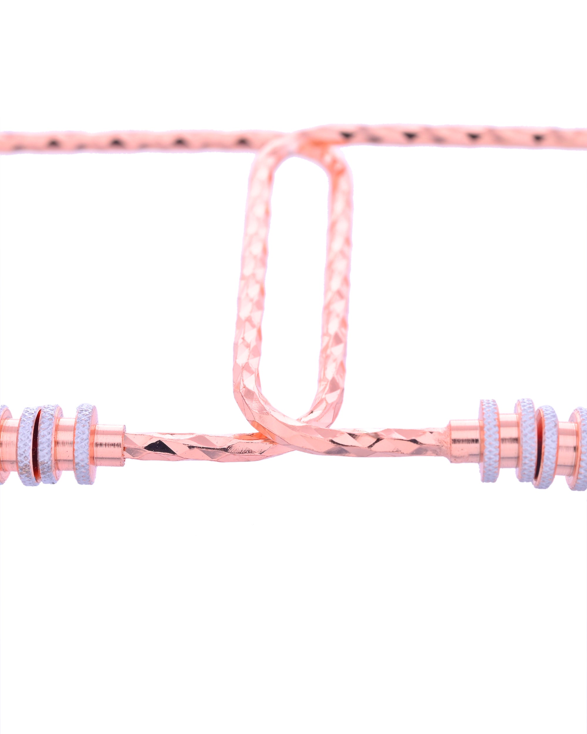 VOJ Set of 2 Rose Gold-Polished Square Shaped Bangles - Distacart