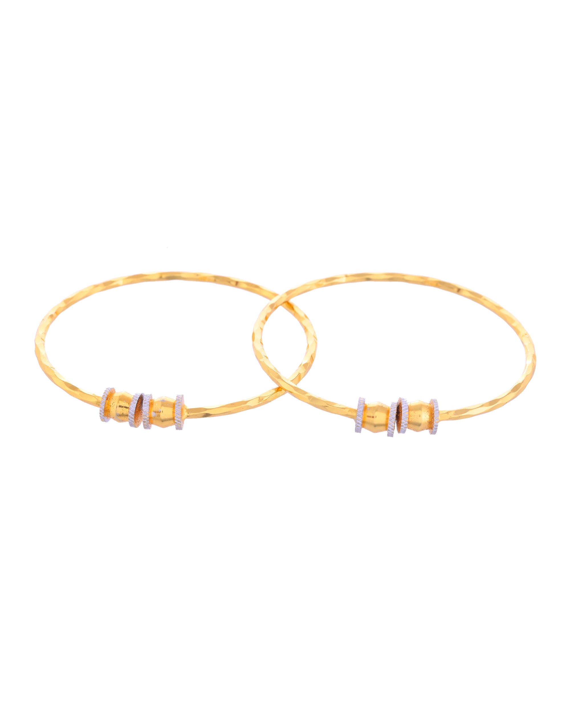 VOJ Set of 2 Gold-Polished Simple Bangles - Distacart