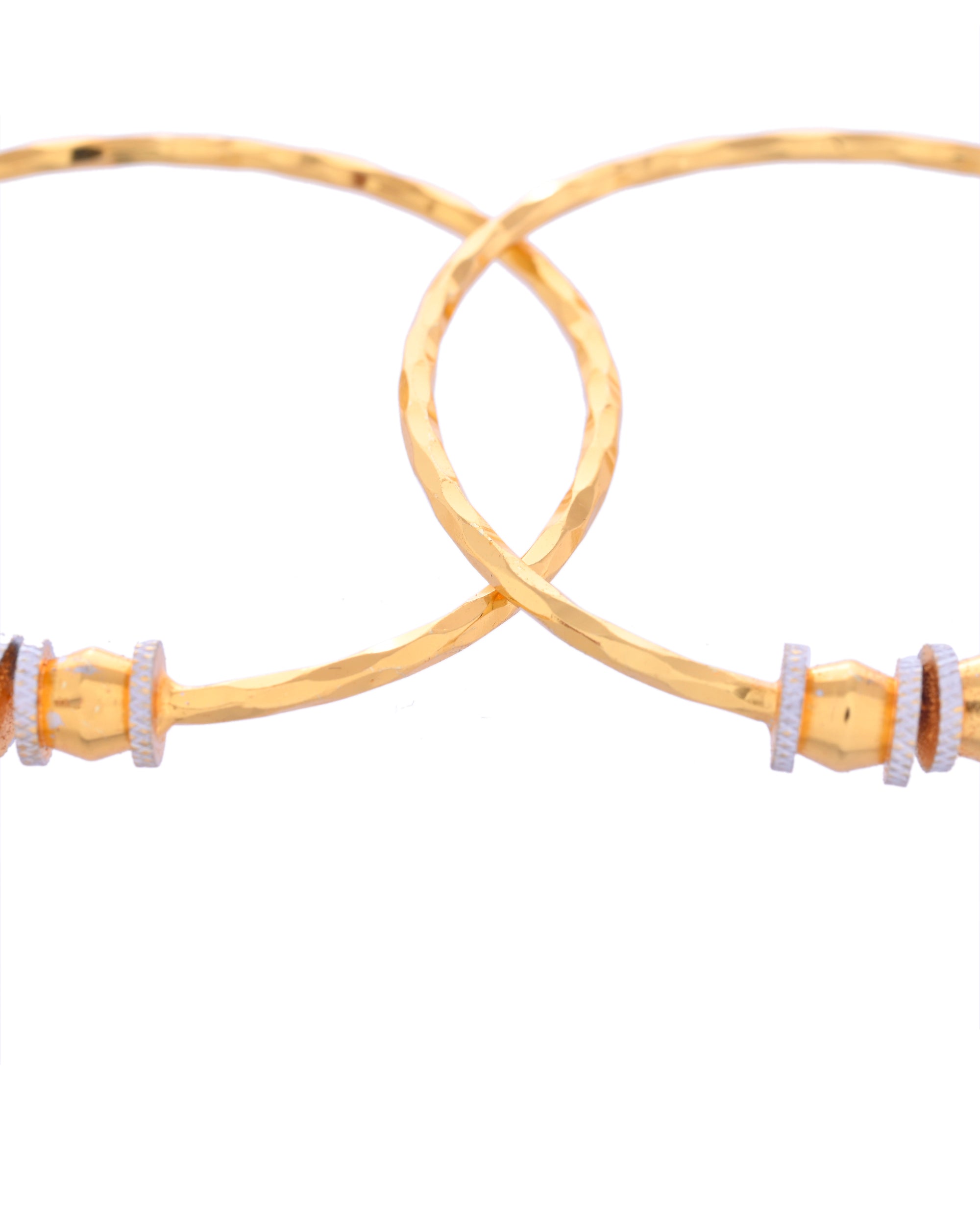 VOJ Set of 2 Gold-Polished Simple Bangles - Distacart