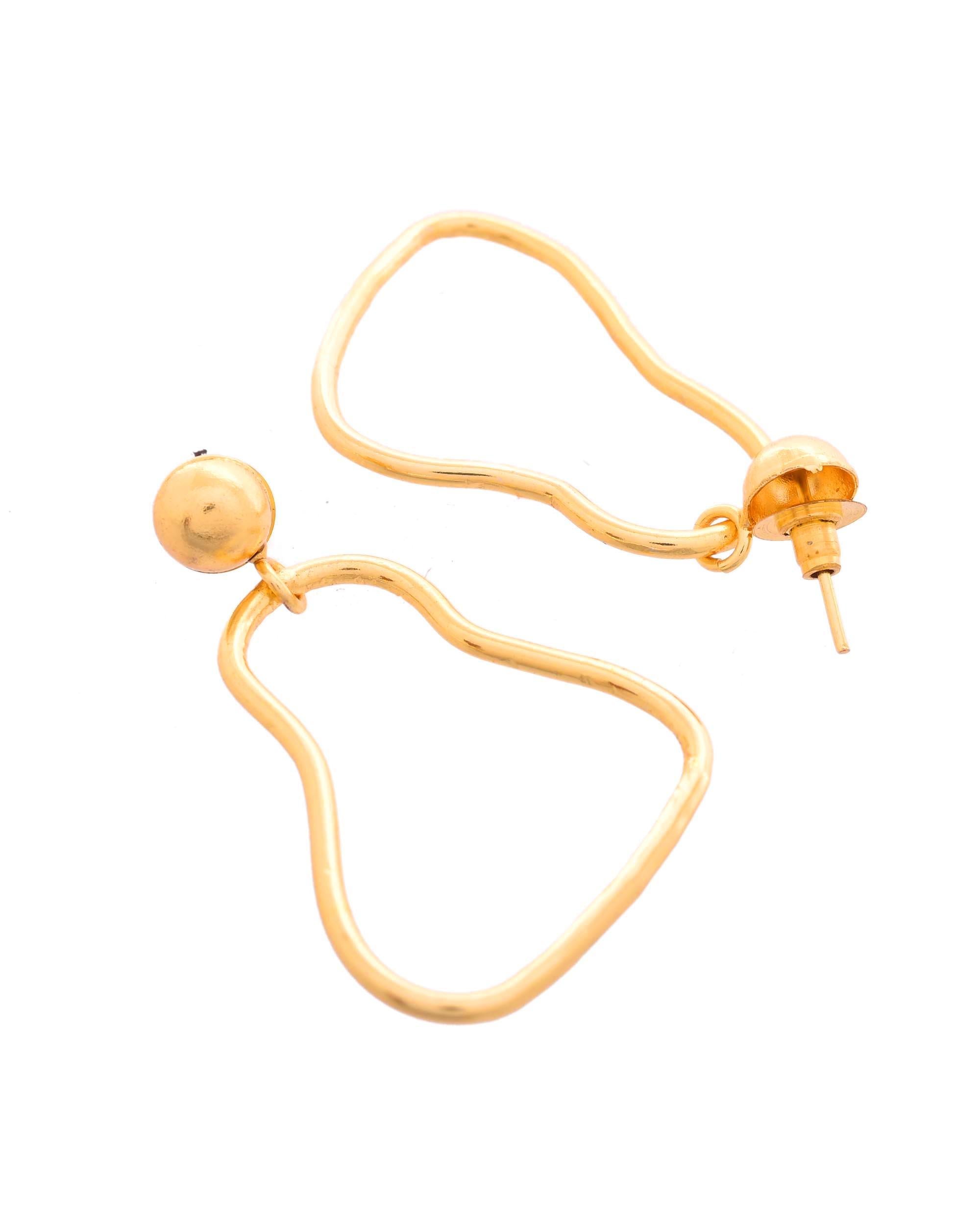 VOJ Gold Polished Anti Tarnish Designer Drop Earrings