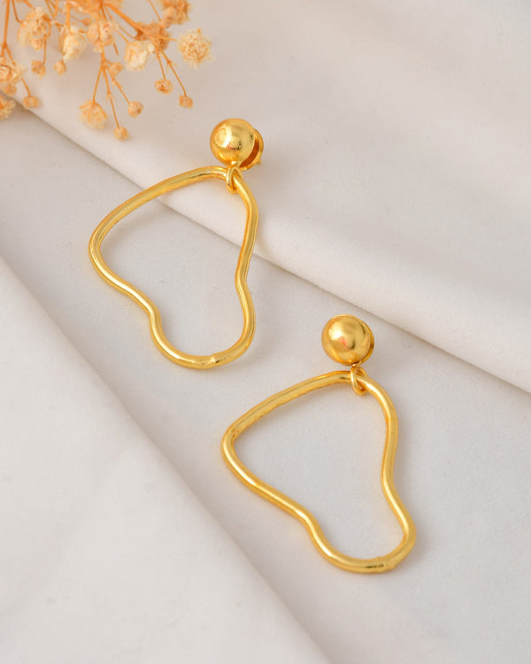 VOJ Gold Polished Anti Tarnish Designer Drop Earrings