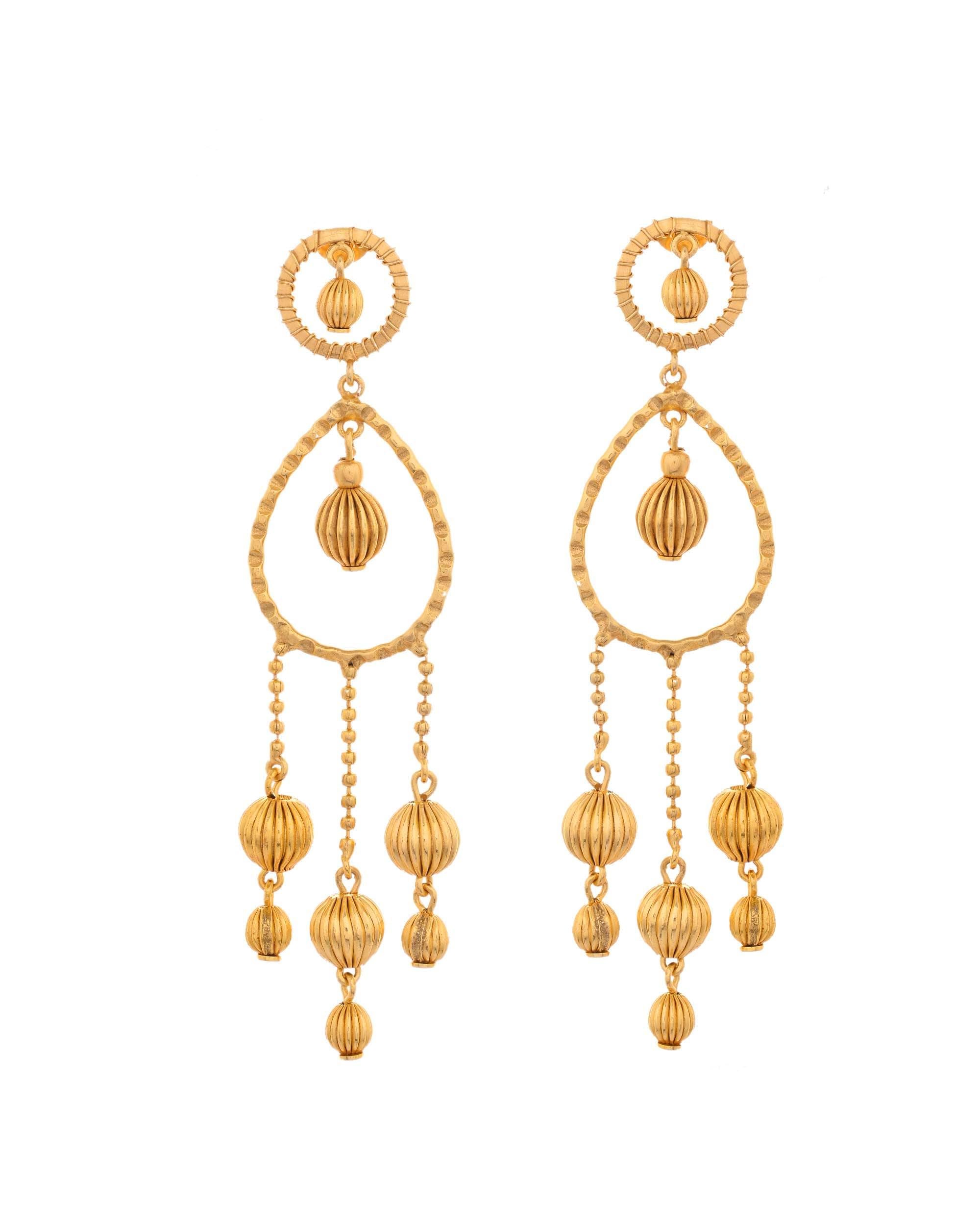 VOJ Gold Polished Elegant Anti Tarnish Big Drop Earrings