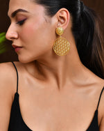 Thumbnail for VOJ Gold Polished Hand Crafted Anti Tarnish Circular Earrings