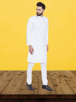 Thumbnail for Even Apparels Men's Pure Cotton Self Design White Kurta - Distacart